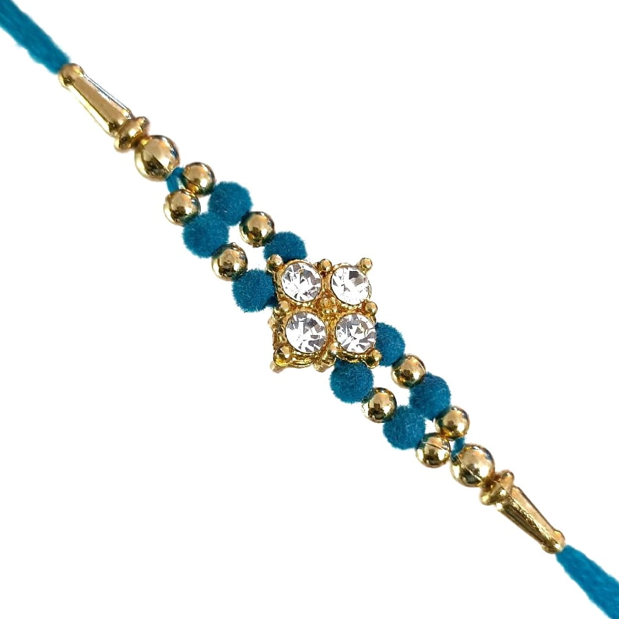 Blue velvet stone rakhi - Rakhiya.com